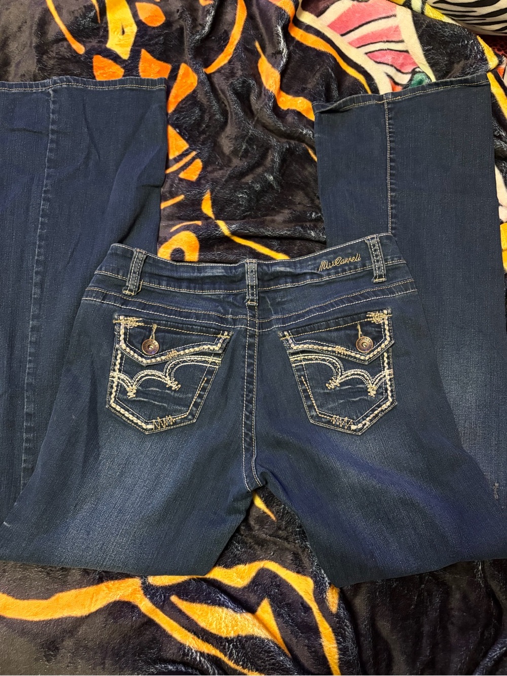 carreli Blue Embroidered Back Pocket Bootcut Jeans
